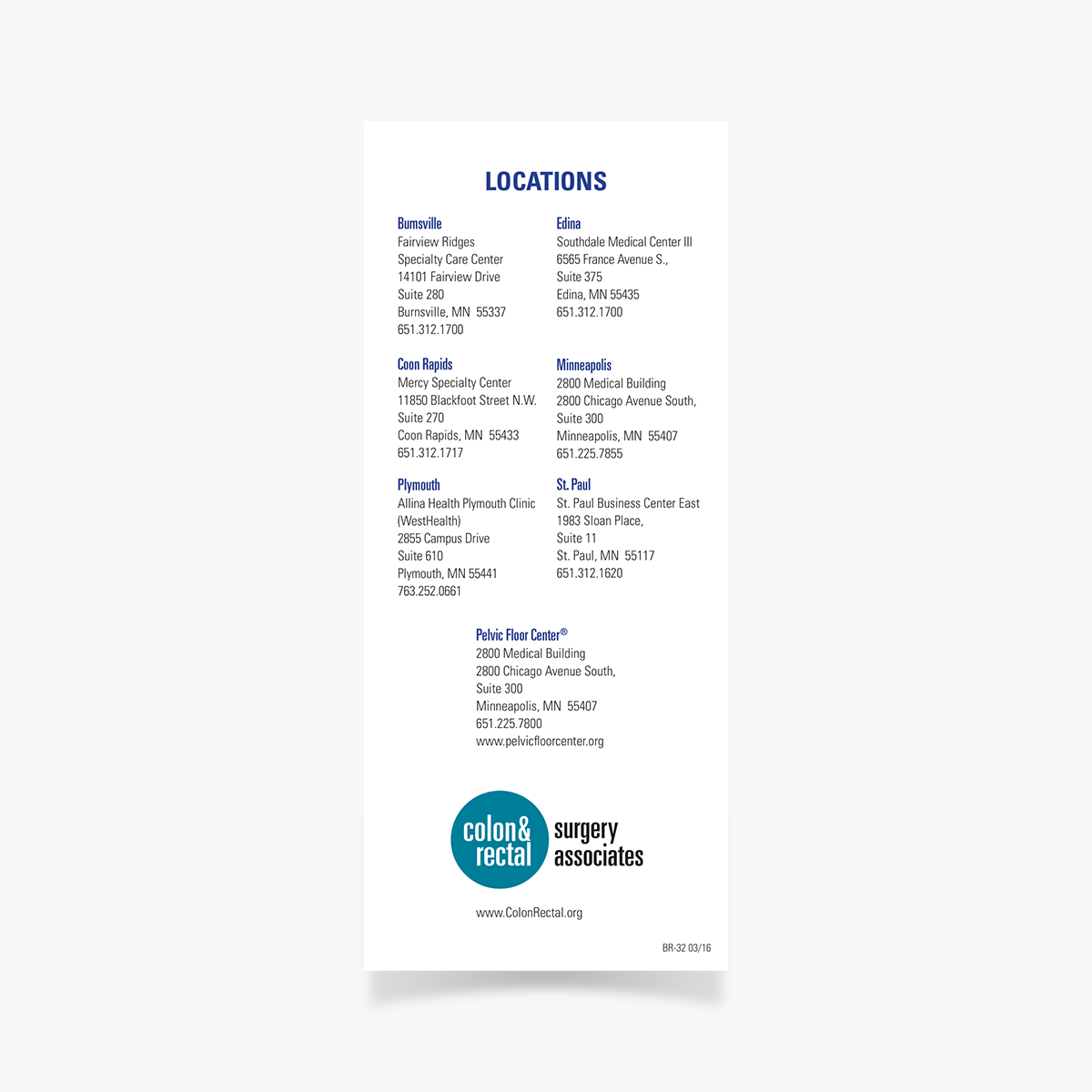 BR-32 Location Insert for Pocket Brochure