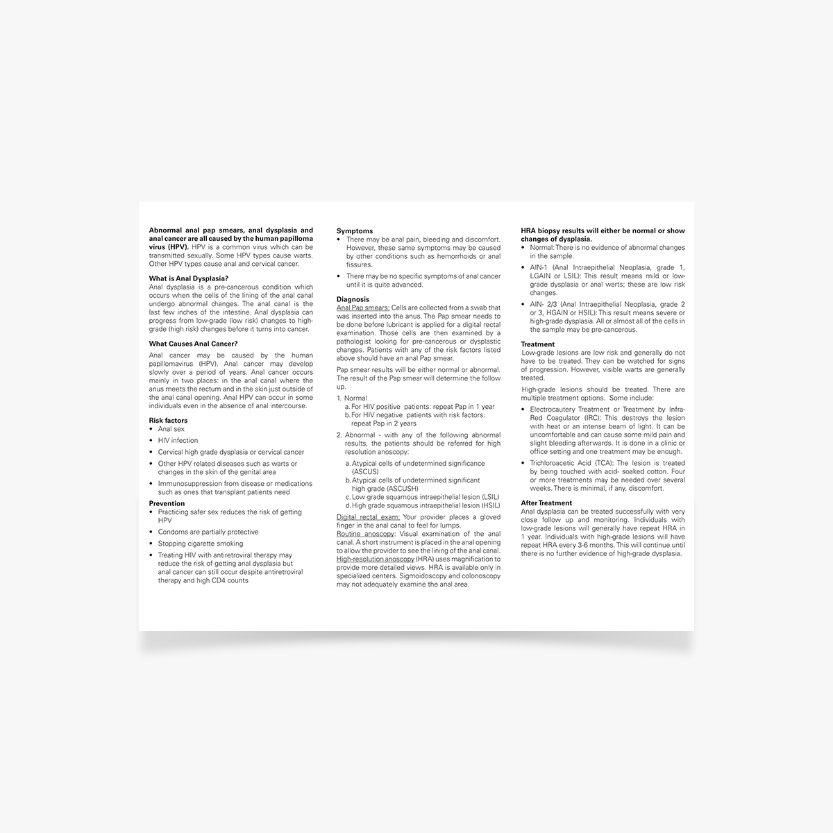BR-34 Abnormal Anal Pap Smear, Anal Dysplasia and Anal Cancer