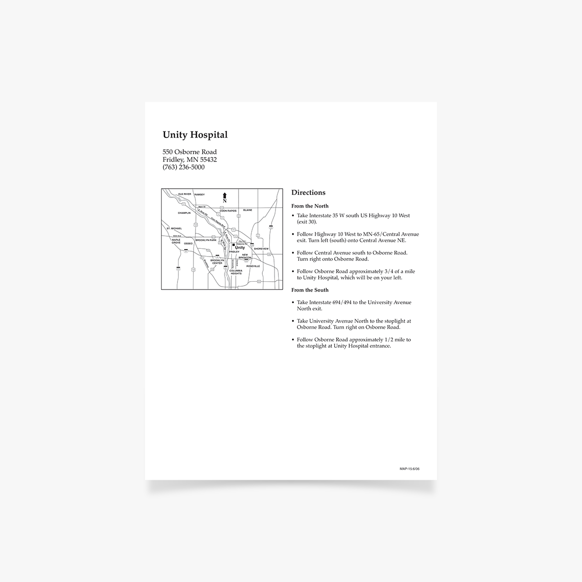 MAP-15 Unity Hopital